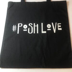 #POSHLOVE Tote Bag Graphic Custom Print Lightweight Fabric Black White 16'"x 14"